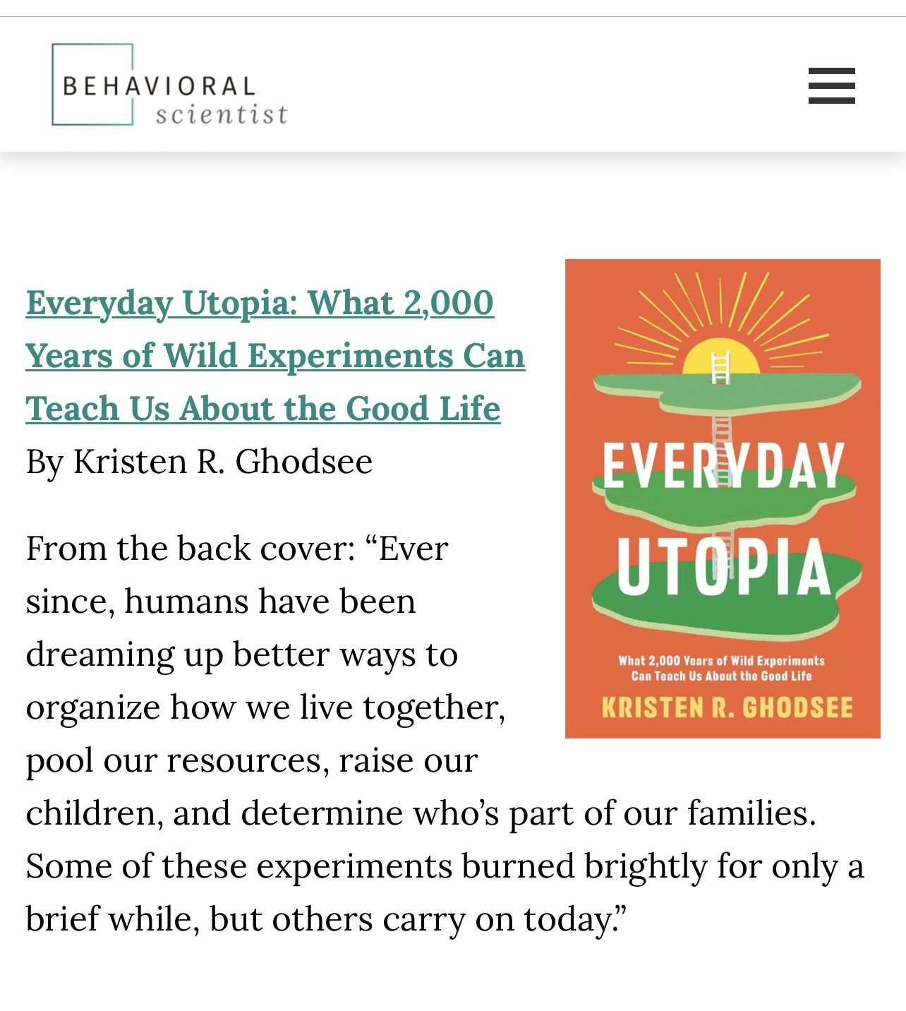 Everyday Utopia in Behavioral Scientist
